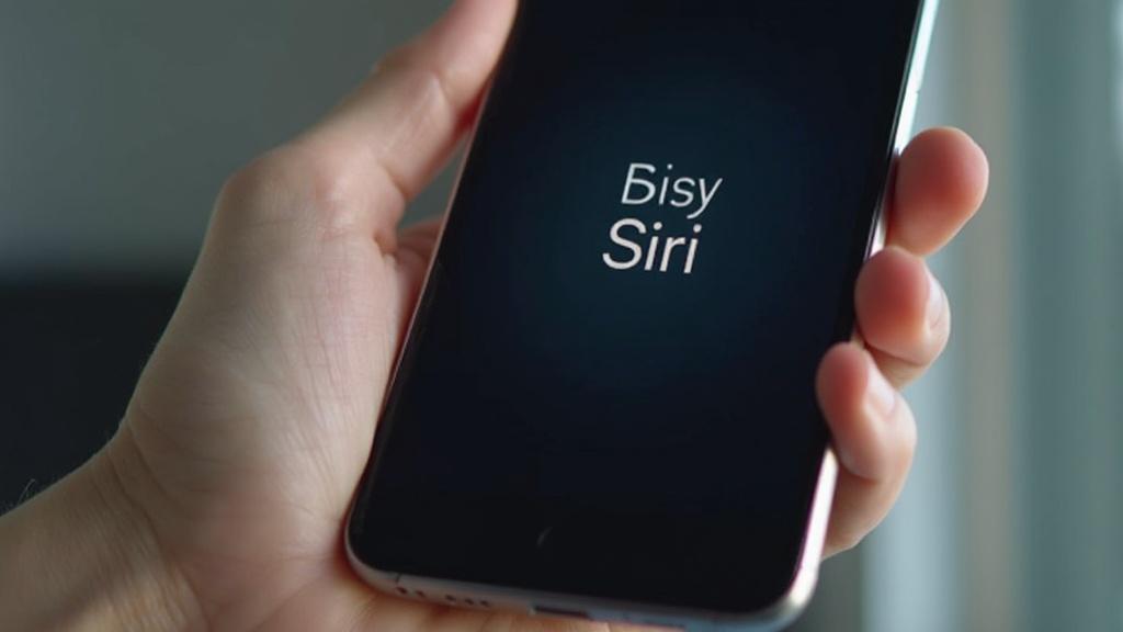 Gros plan d'un smartphone affichant le logo 'Bisy Siri'