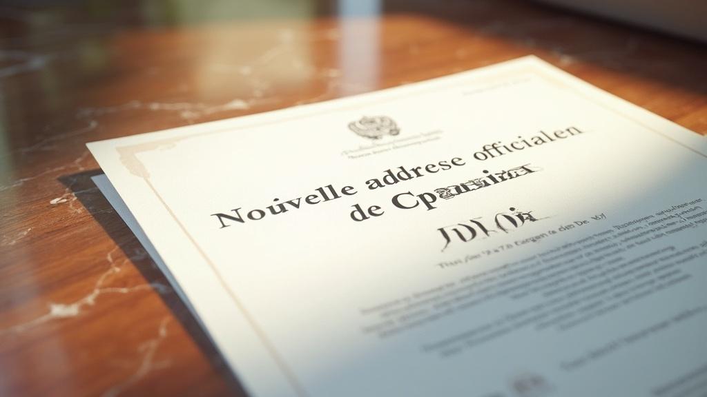 Document français officiel de nouvelle adresse de l'entreprise