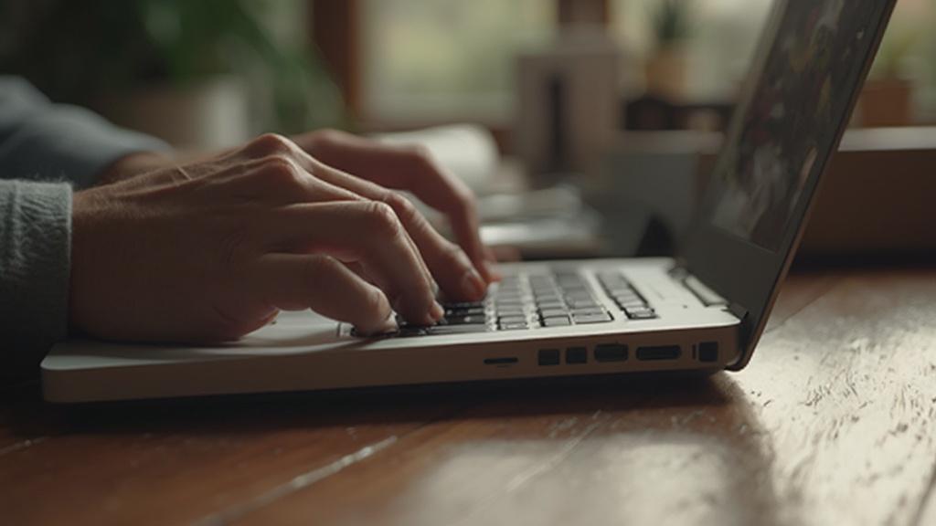 Gros plan des mains d'une personne tapant sur un clavier d'ordinateur portable