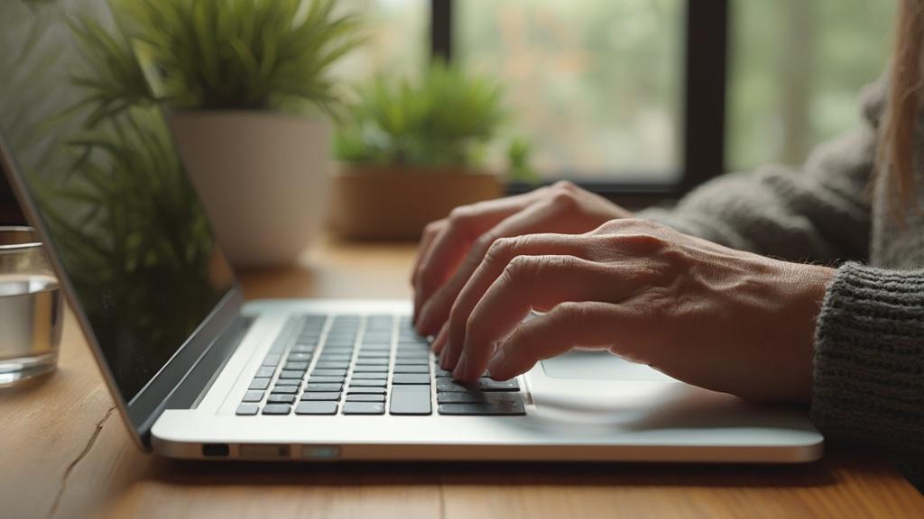 Gros plan des mains tapant sur un clavier d'ordinateur portable