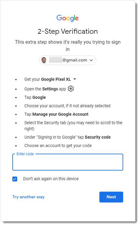 Comment obtenir le code de sécurité Google ?