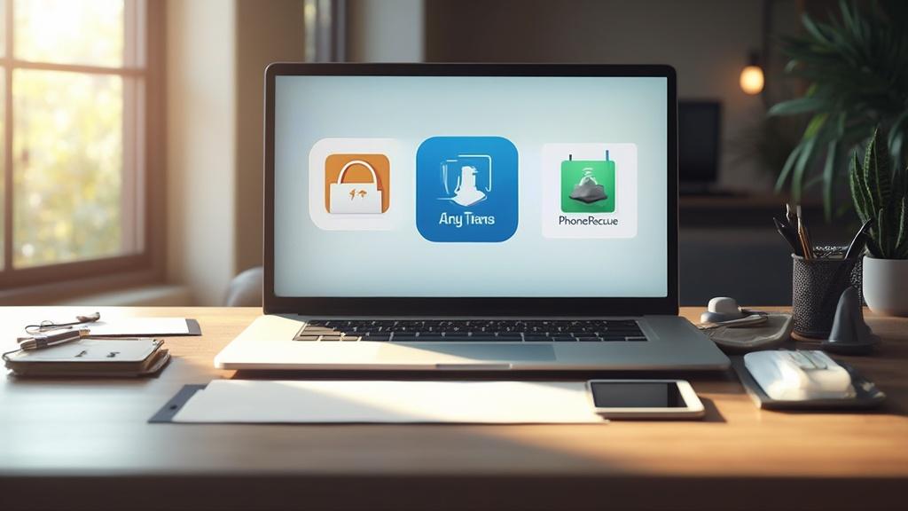 Ordinateur portable avec des applications mobiles affichées à l'écran