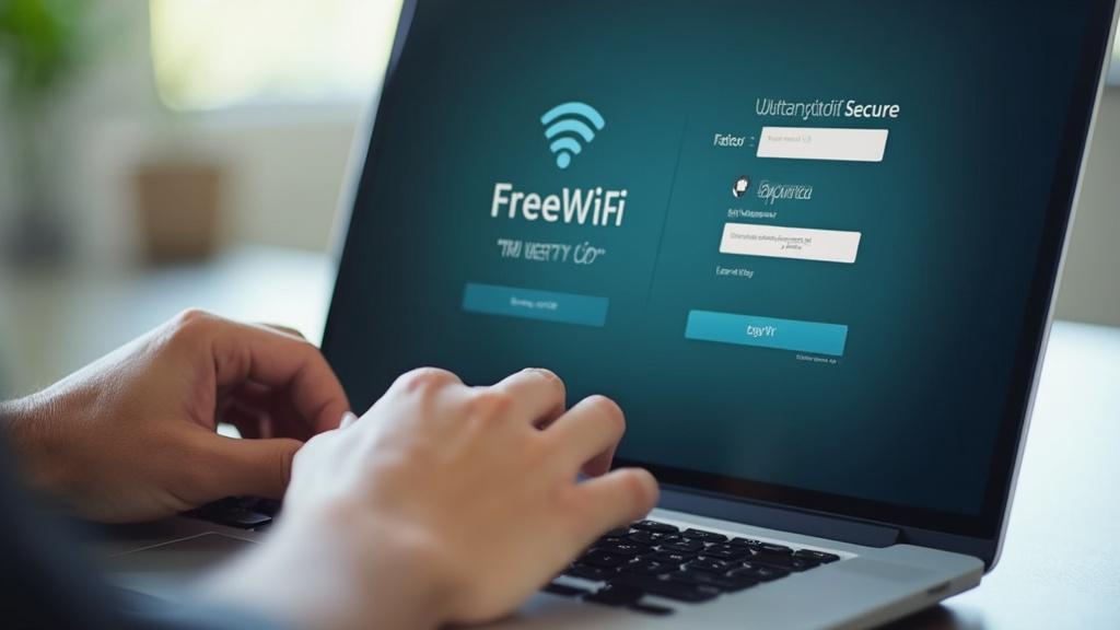 Connexion à un réseau WiFi gratuit via un ordinateur portable.