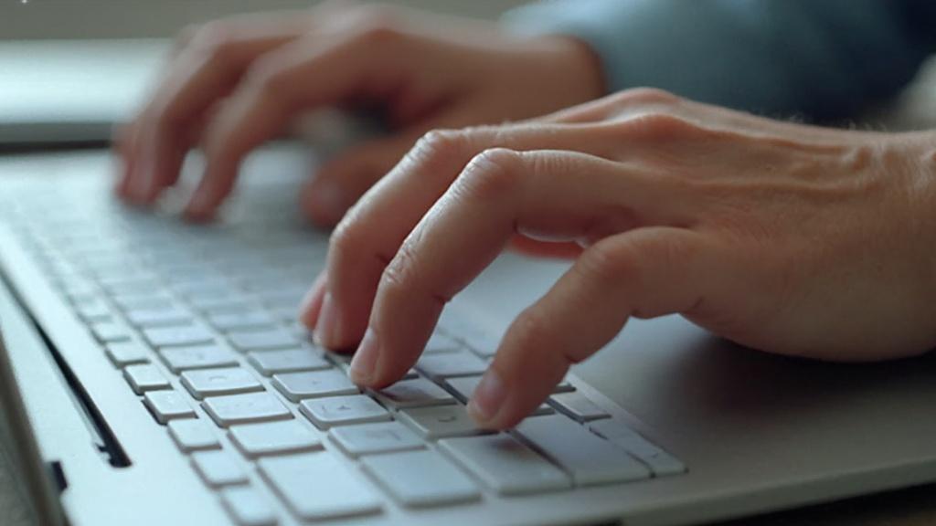 Gros plan sur des mains tapant sur un clavier d'ordinateur