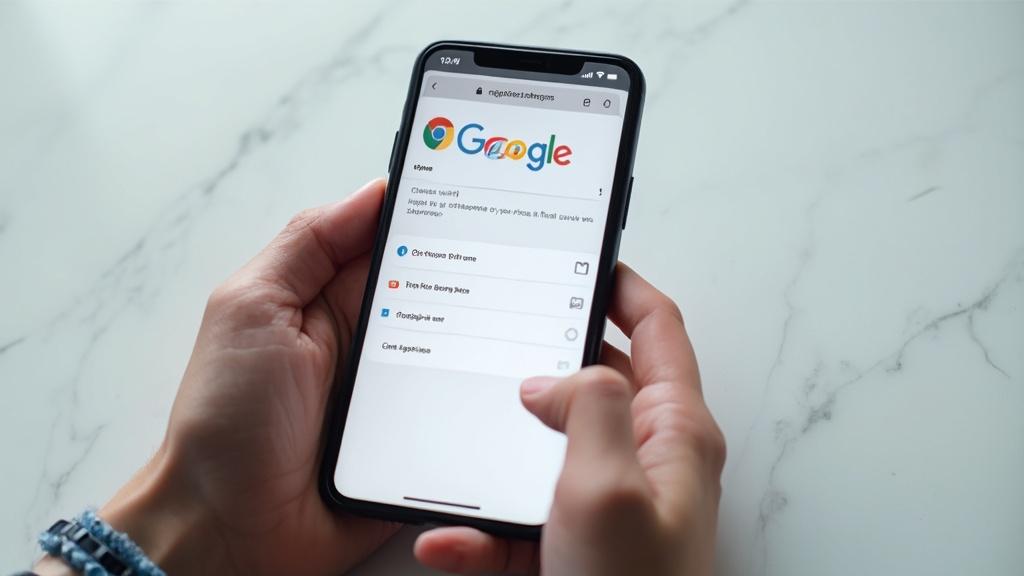 Gros plan d'un smartphone affichant la page d'accueil de Google