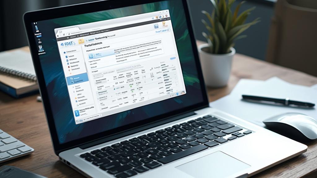 Ordinateur portable ouvert montrant une interface utilisateur sur l'écran