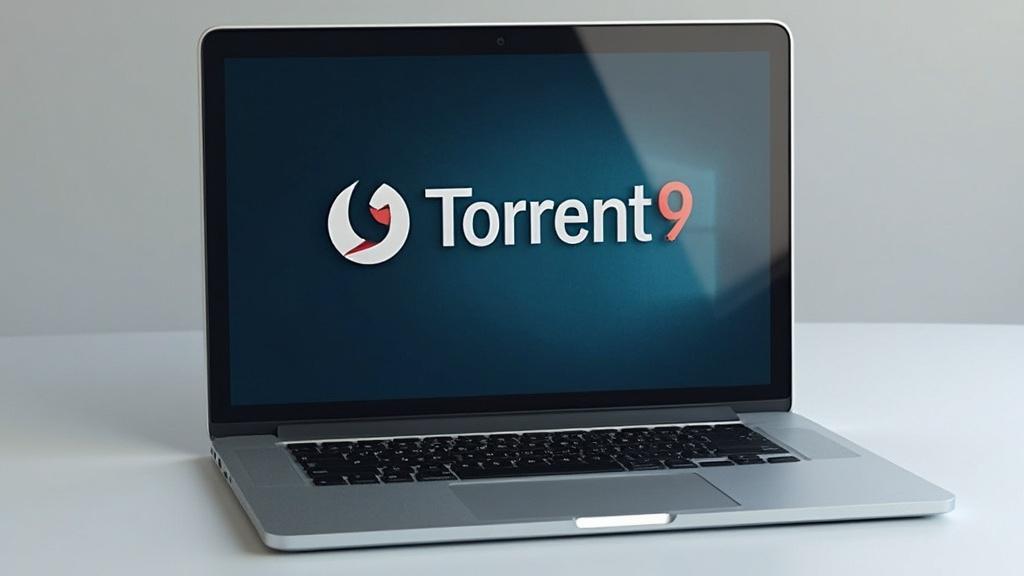 Gros plan d'un ordinateur portable affichant le logo de Torrent9