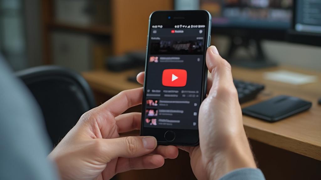 Image d'un smartphone affichant l'application YouTube