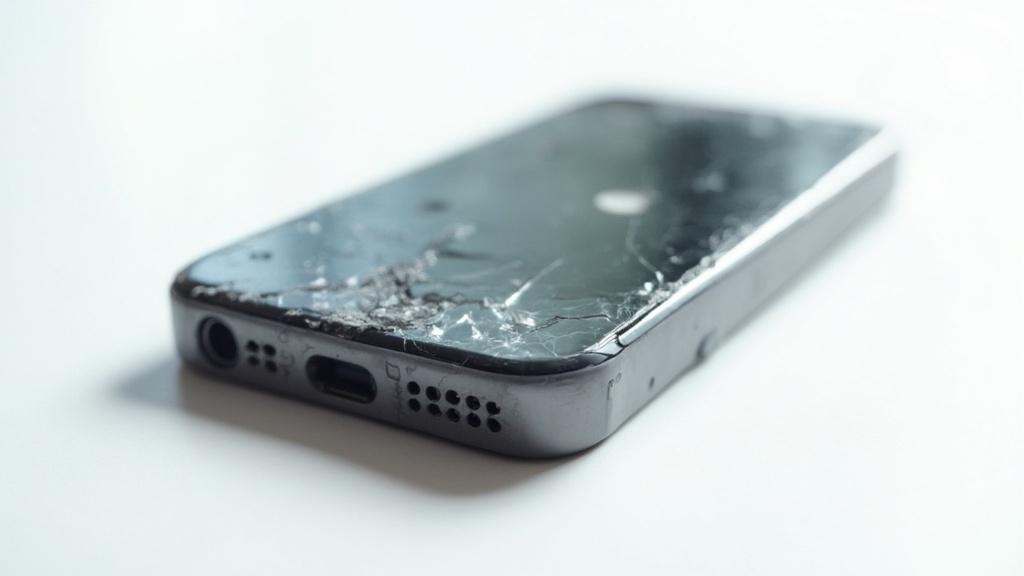 Image d'un téléphone portable avec l'écran cassé et fissuré