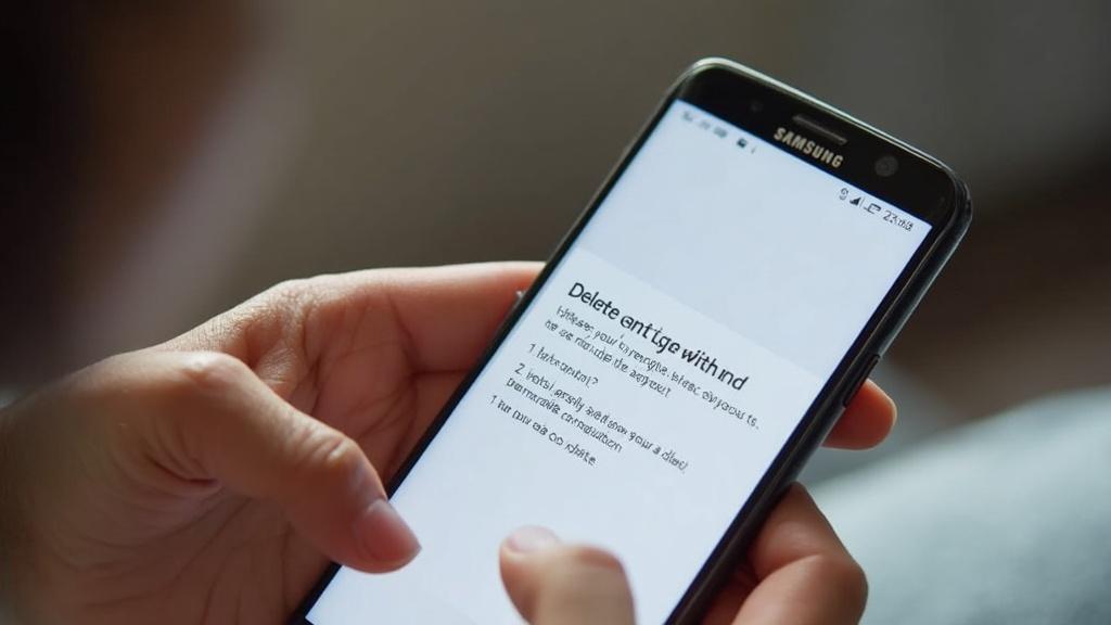 Gros plan d'un smartphone Android affichant une boîte de dialogue de suppression de messages