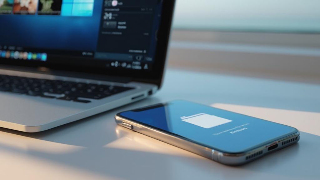 Ordinateur portable et téléphone portables sur un bureau